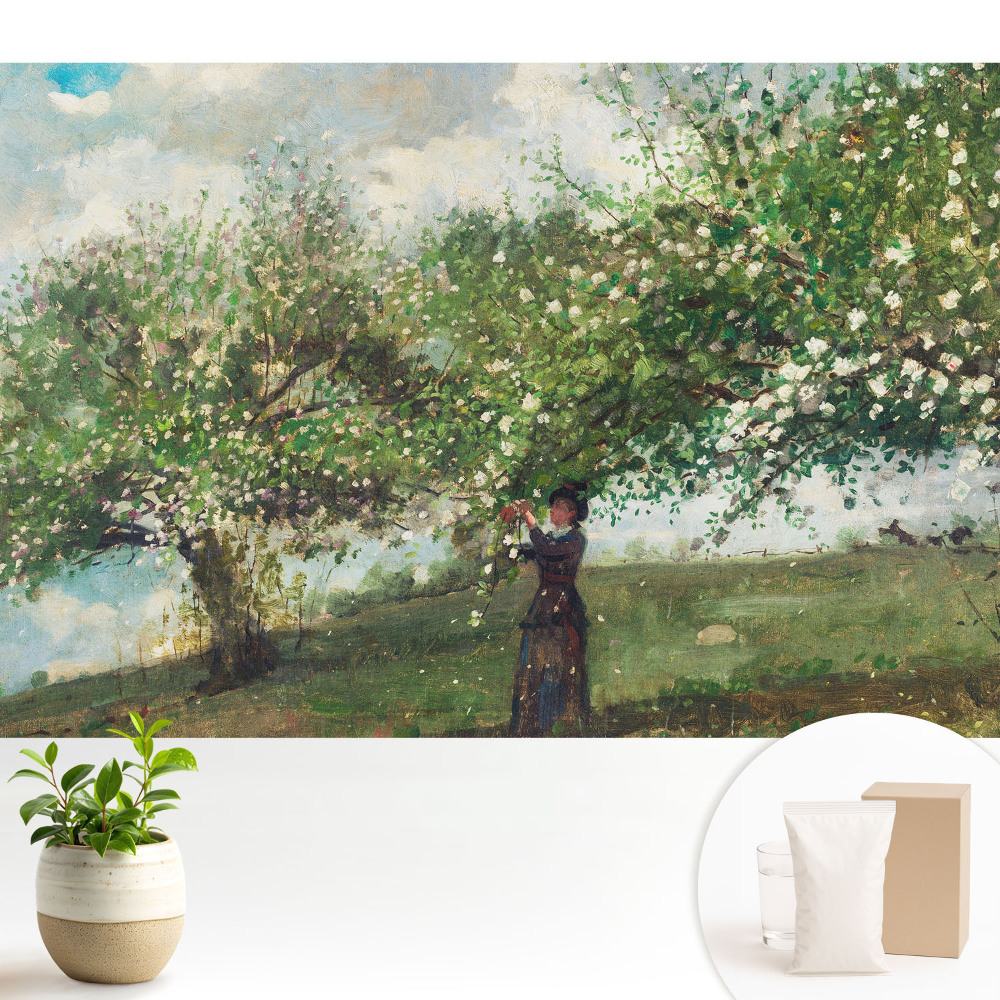 Copac cu flori și femeie