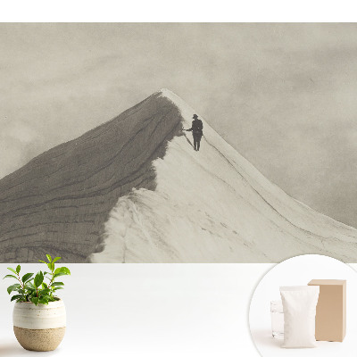 Vârf de munte și alpinist singuratic