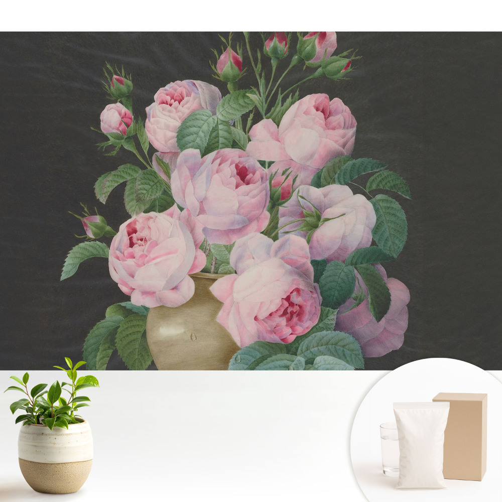 Trandafiri roz într-o vază gri