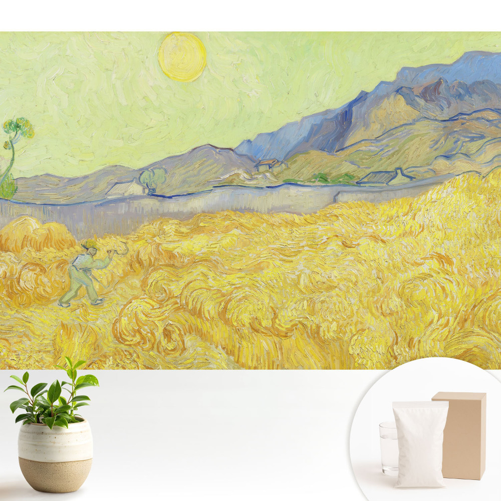 Câmp de grâu galben cu peisaj