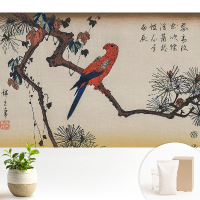 O pasăre colorată pe o creangă de copac