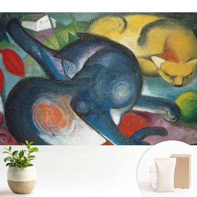 Pisici abstracte colorate într-un peisaj