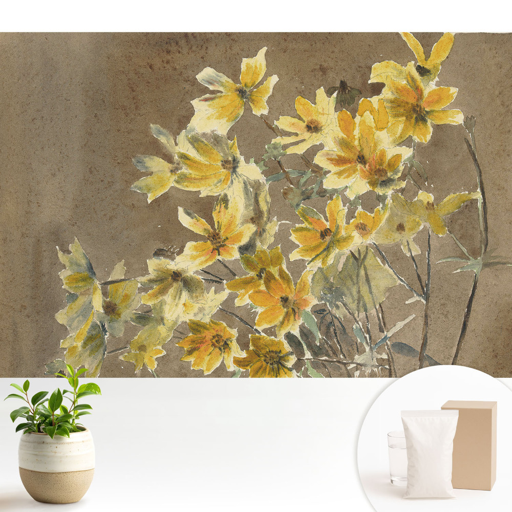 Flori galbene pe fundalul pământului