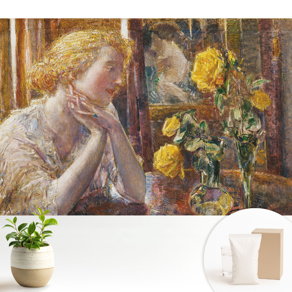 O siluetă gânditoare și flori colorate