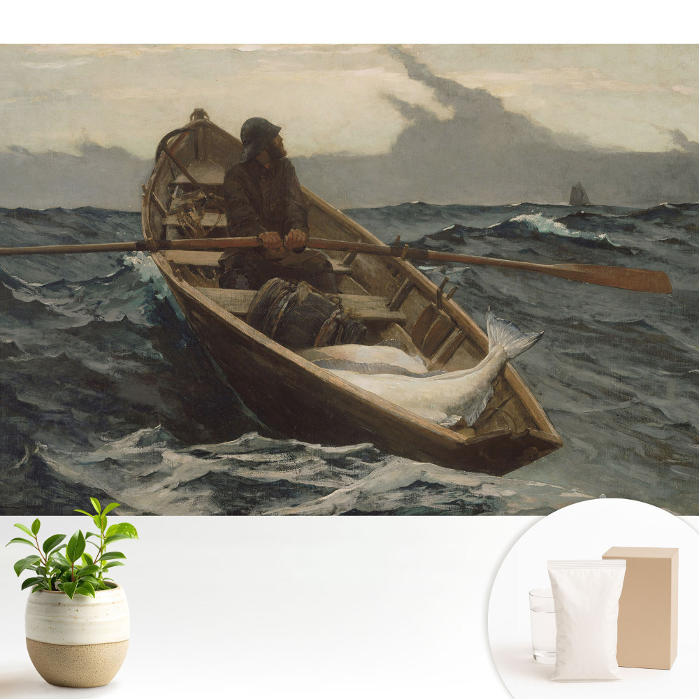 Un pescar pescuiește într-o mare furtunoasă