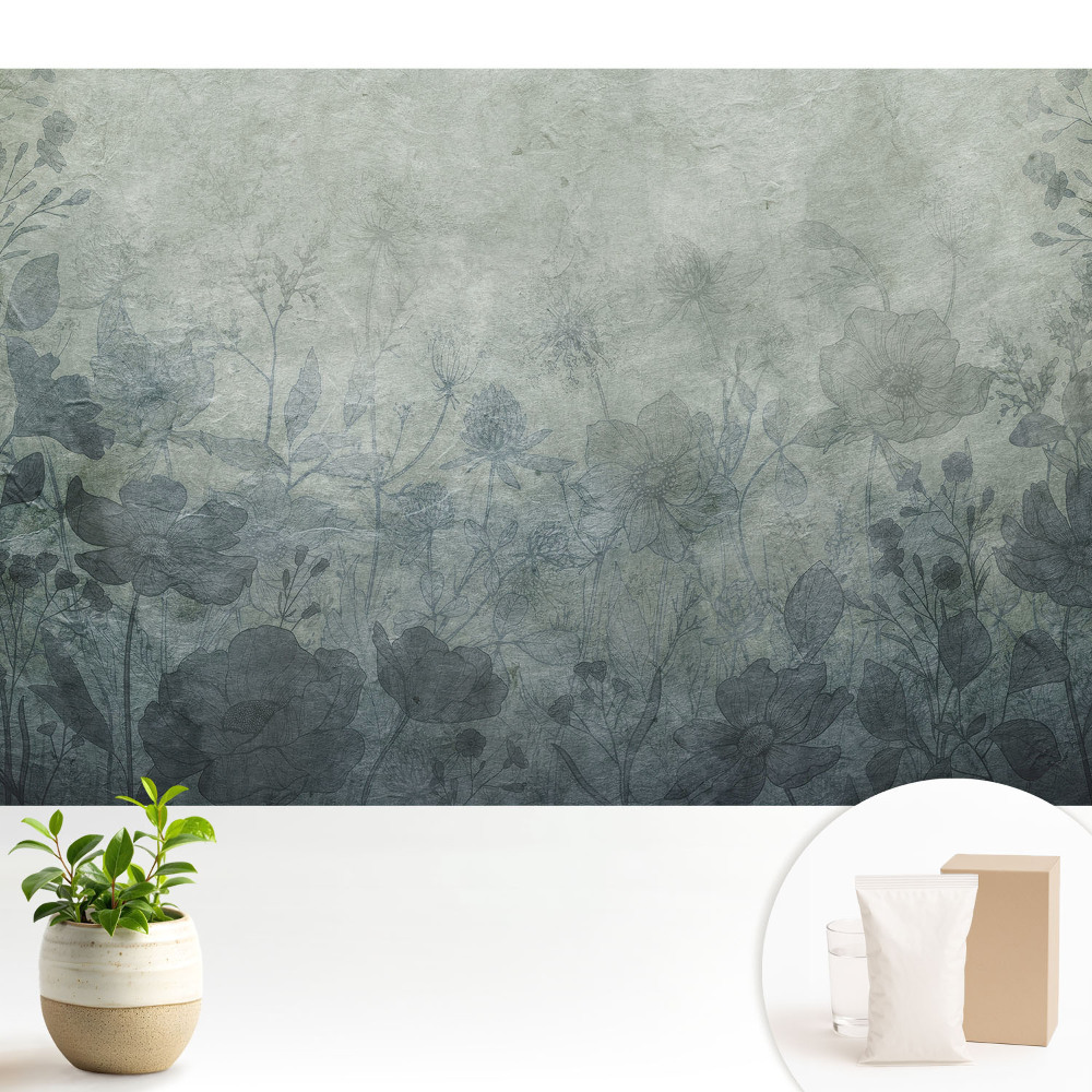 Motive florale pe fundal gri