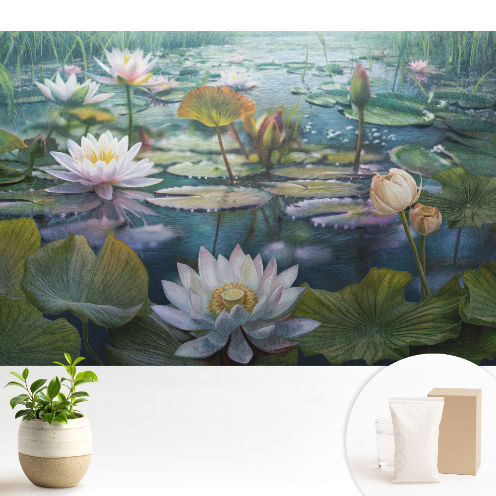 Reflexii în oglindă ale florilor de apă