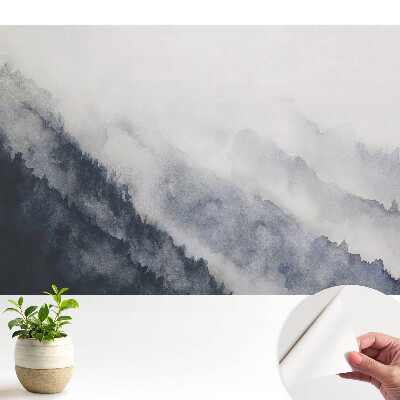 Acuarelă cu motive de munți în ceață, intitulată „Armonie”