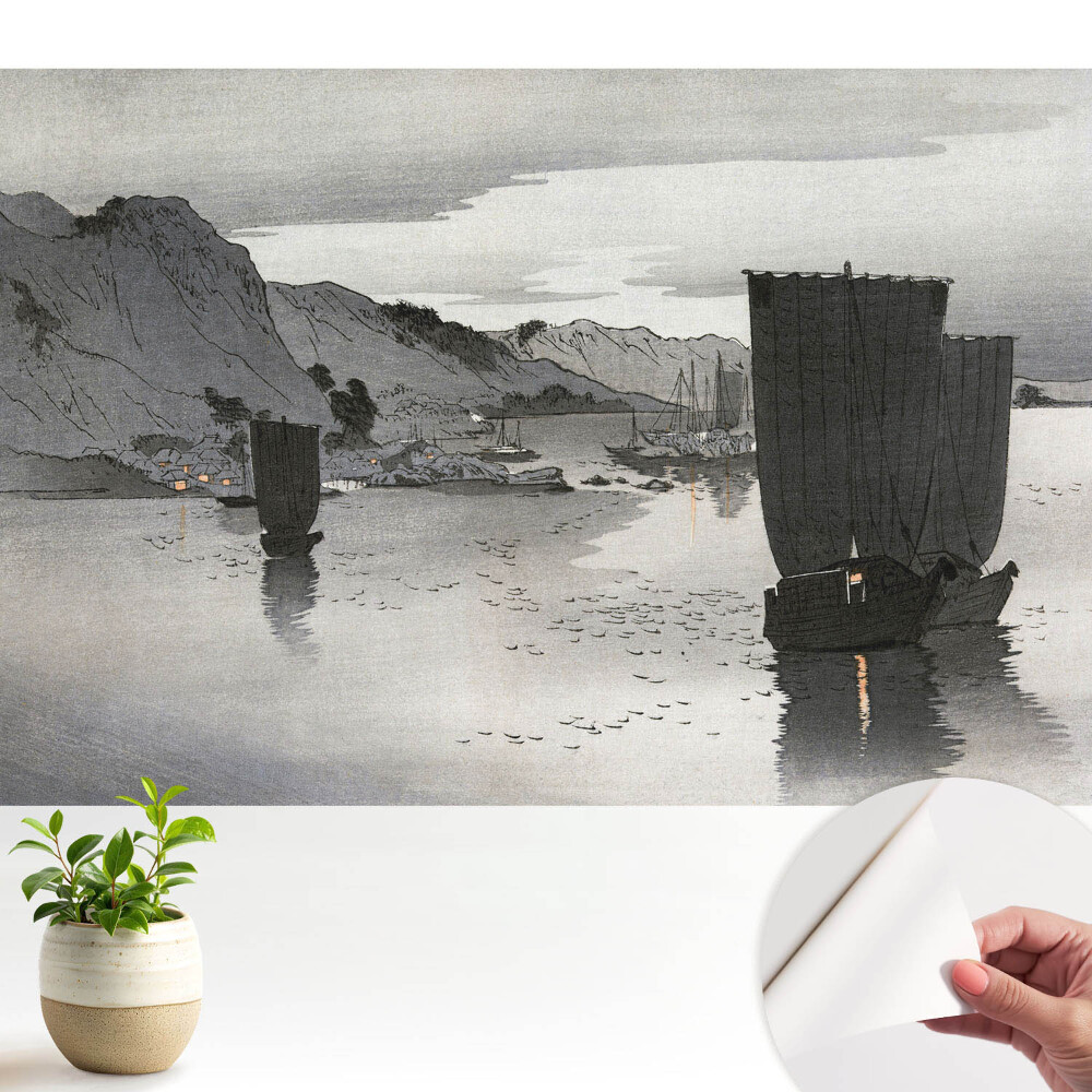 Vele și munți la amurg