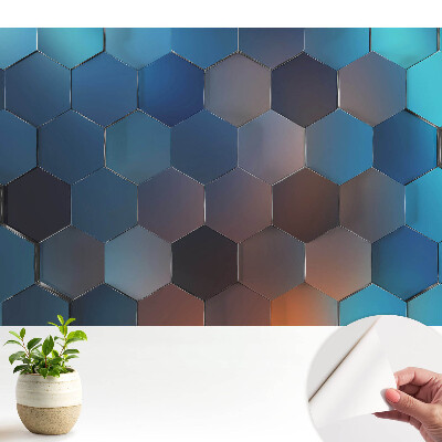 Placă decorativă cu hexagoane geometrice albastre