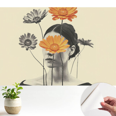 Flori și o față într-un stil suprarealist