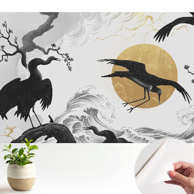 Păsări și valuri minimaliste cu cerc