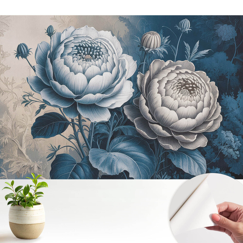 Flori în nuanțe de albastru și gri