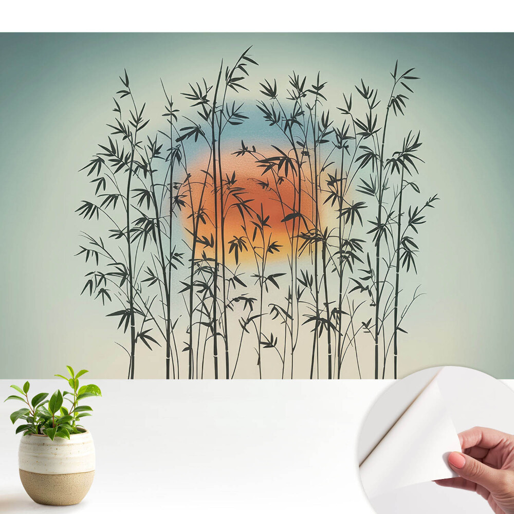 Apus de soare armonios cu lăstari de bambus