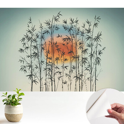 Apus de soare armonios cu lăstari de bambus