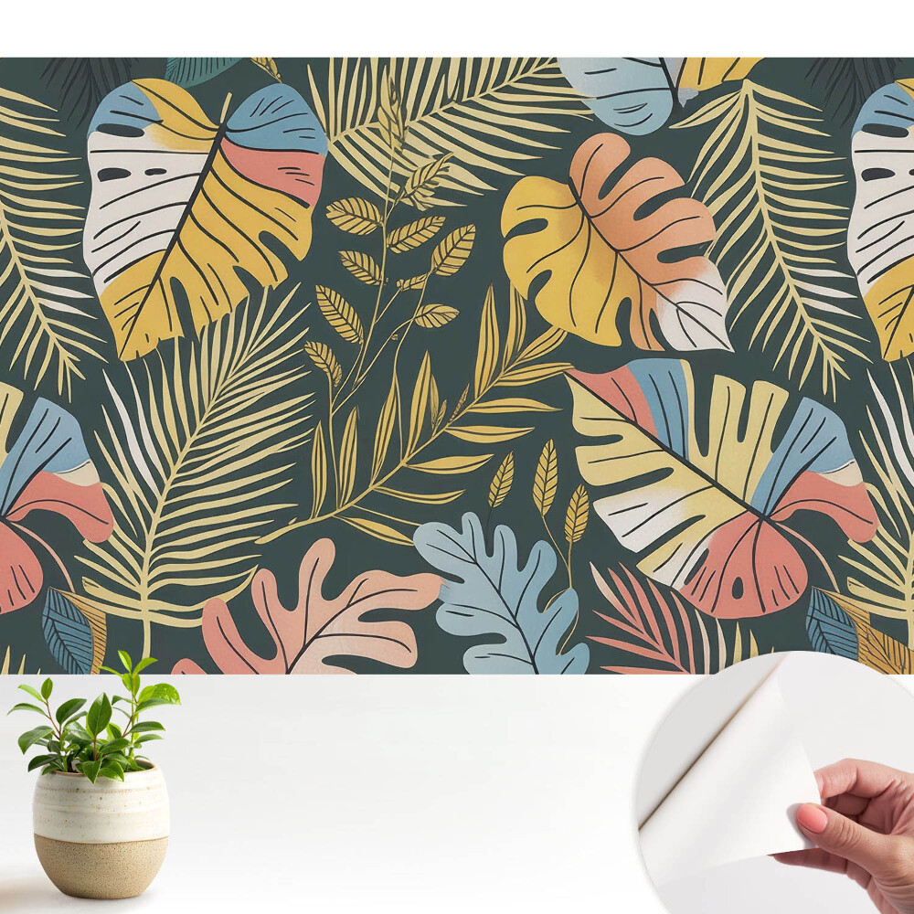 Frunze tropicale colorate pe un fundal întunecat