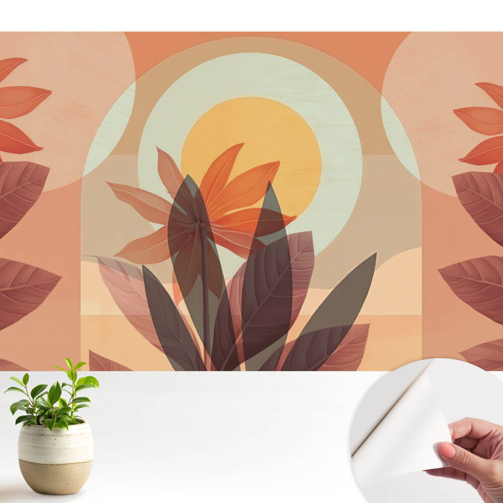 Abstracție florală simetrică cu tonuri calde