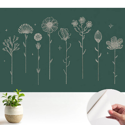 Motive florale minimaliste pe fundal verde