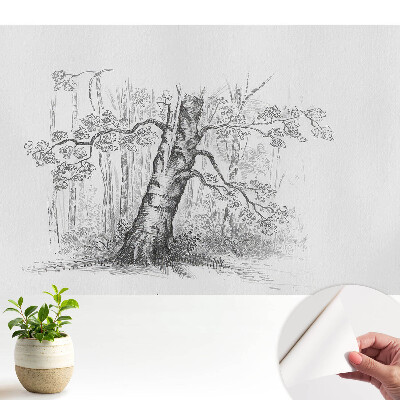 Desen cu un copac în pădure