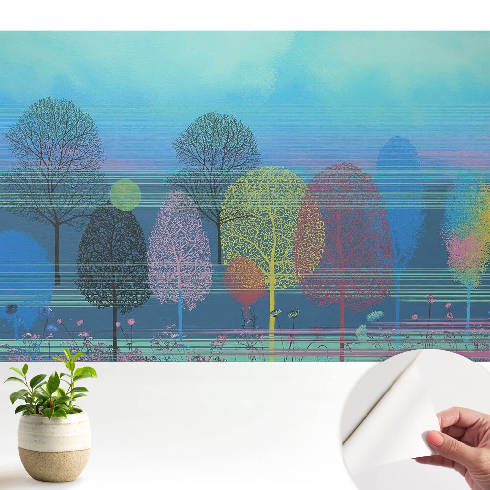 Copaci colorați pe fundalul cerului