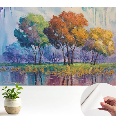 Compoziție abstractă de copaci colorați