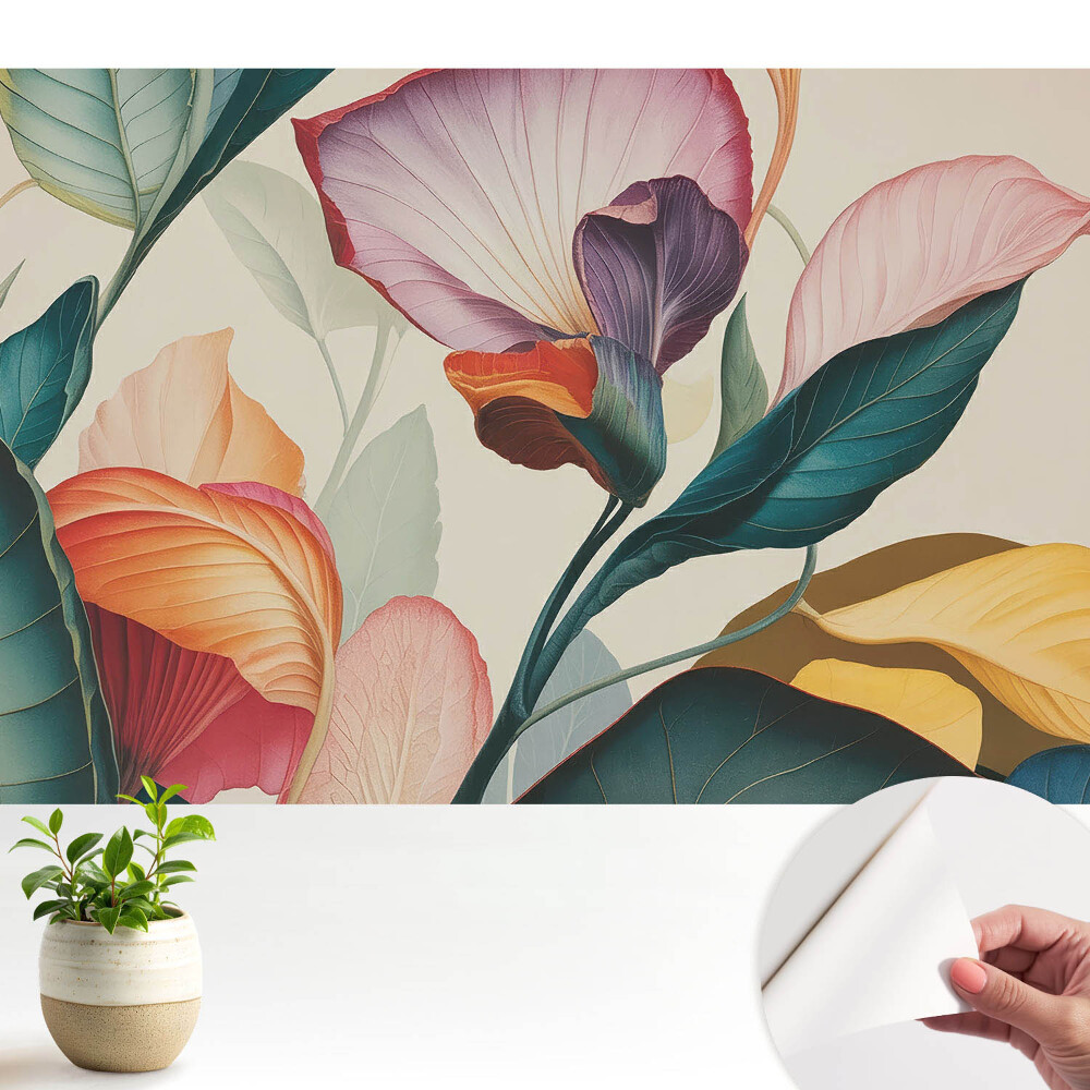 O compoziție florală colorată din frunze și flori