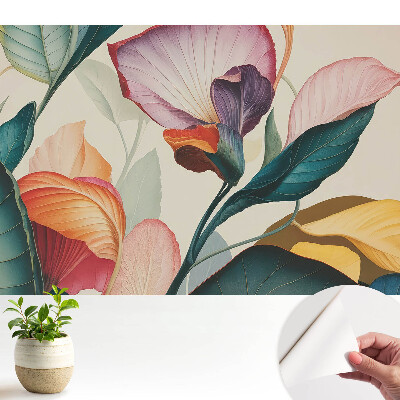 O compoziție florală colorată din frunze și flori