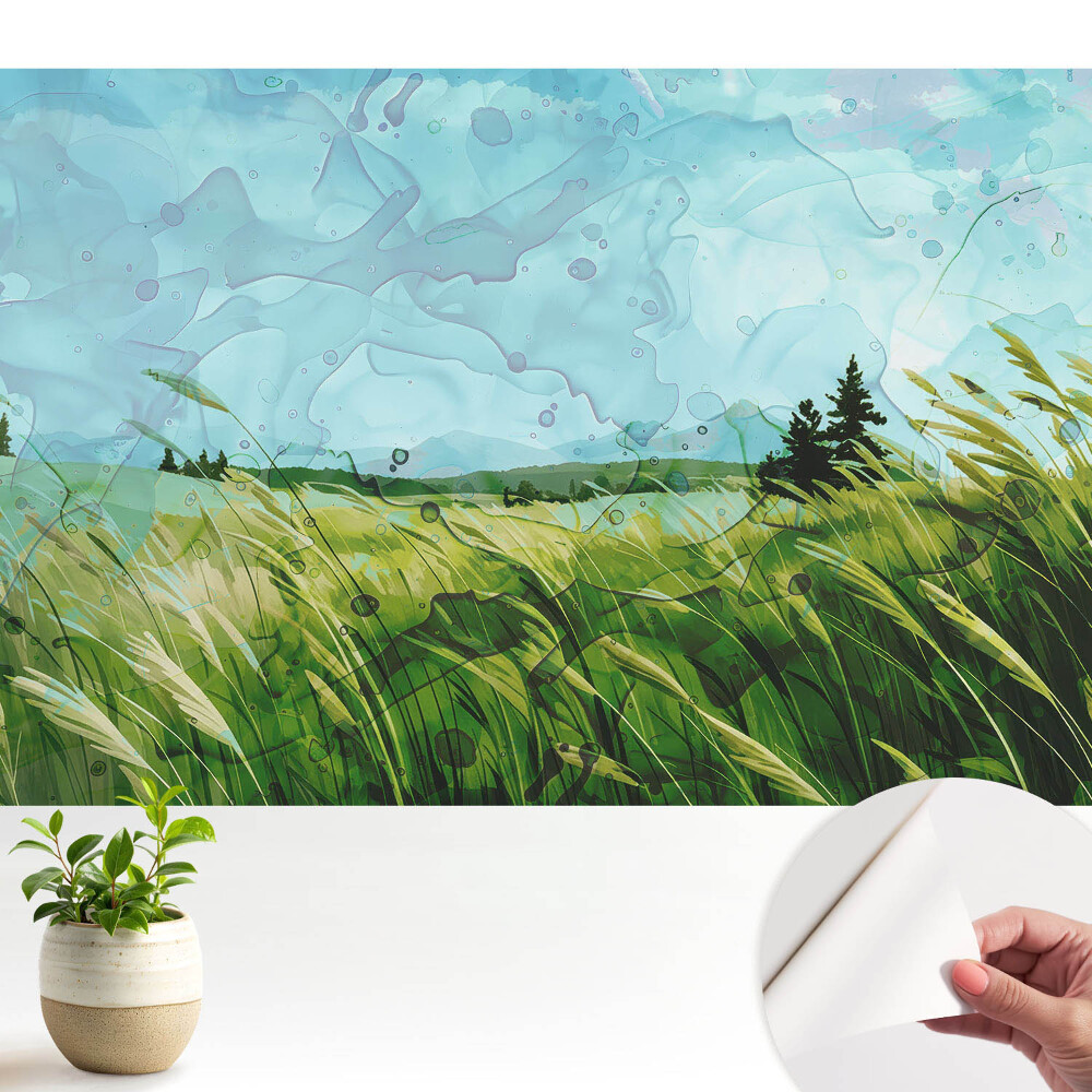 Pajiște rustică în acuarelă