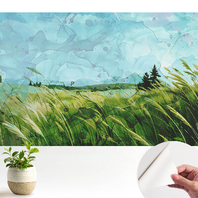 Pajiște rustică în acuarelă