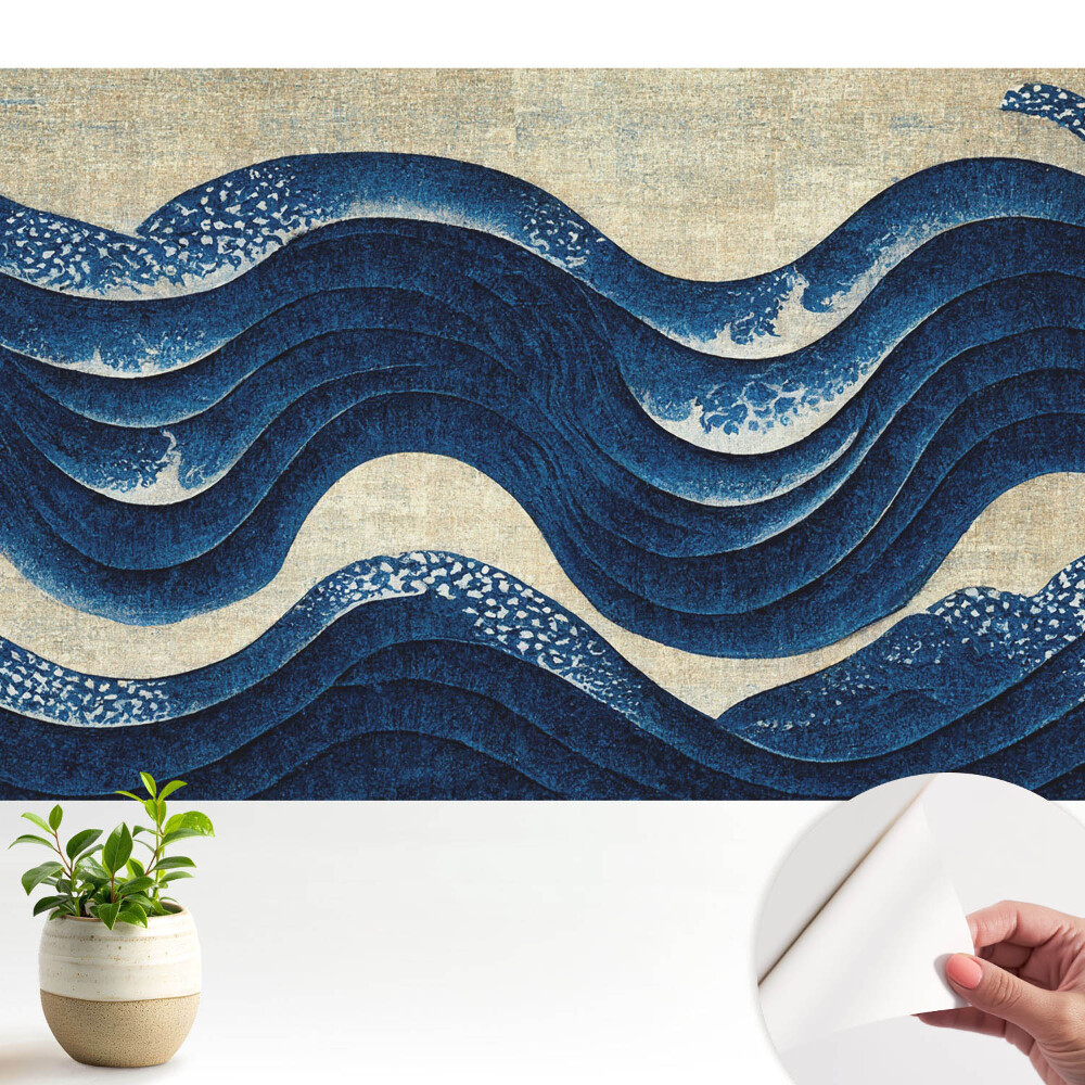 Motiv elegant de armonie cu valuri bleumarin