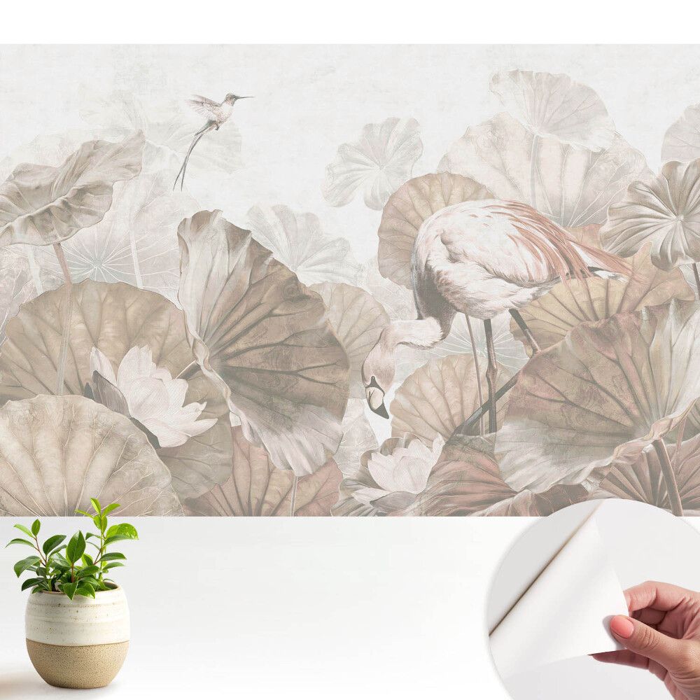 Flamingo printre frunze