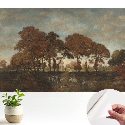 Copaci de toamnă într-un peisaj rustic