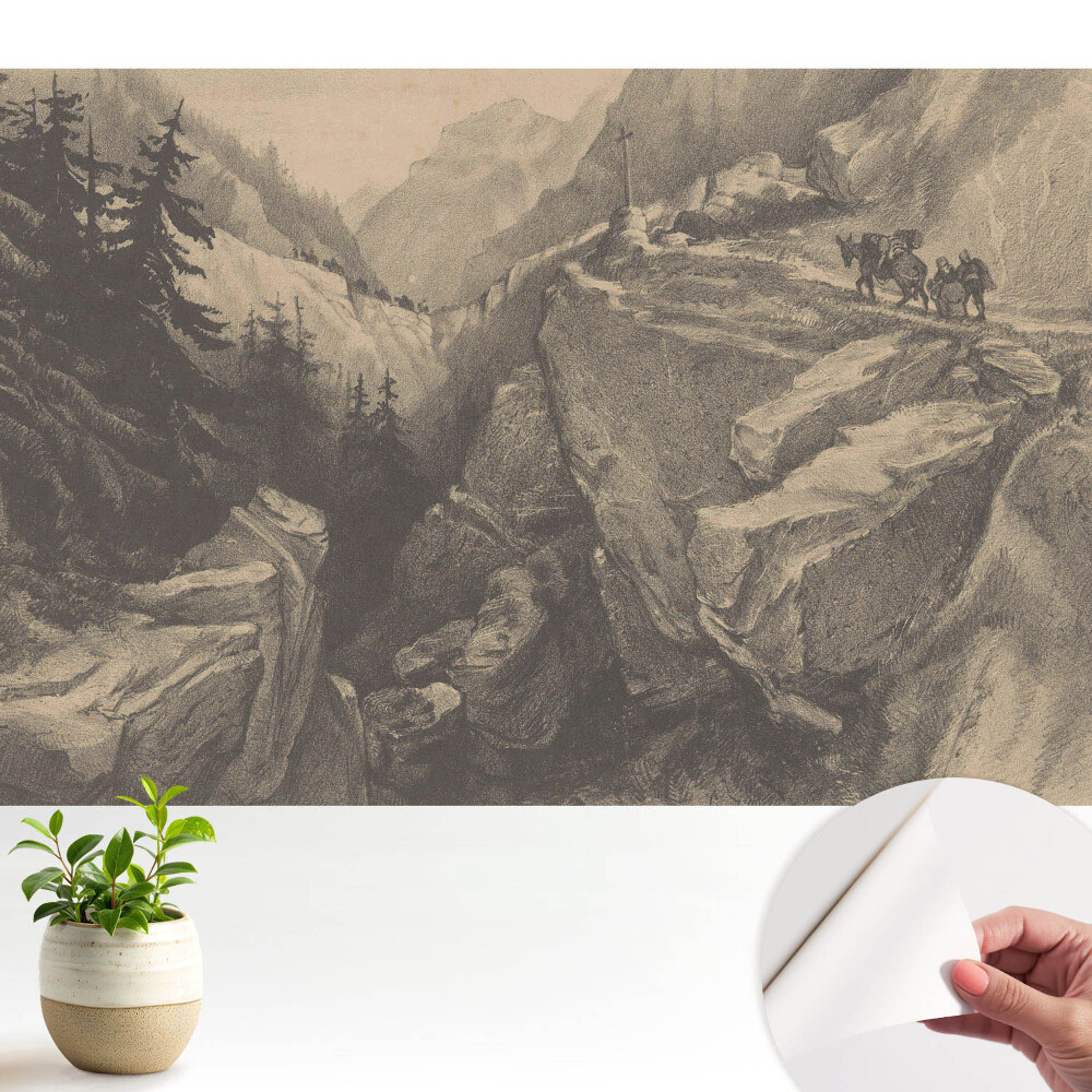 Peisaj montan cu călători