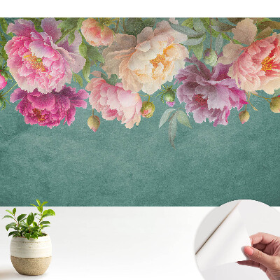 Bujori colorați pe textură de acuarelă