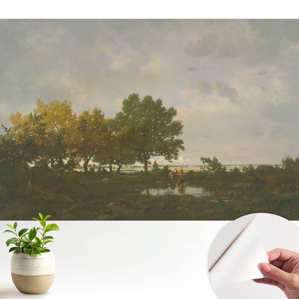 O pădure pitorească cu un călăreț