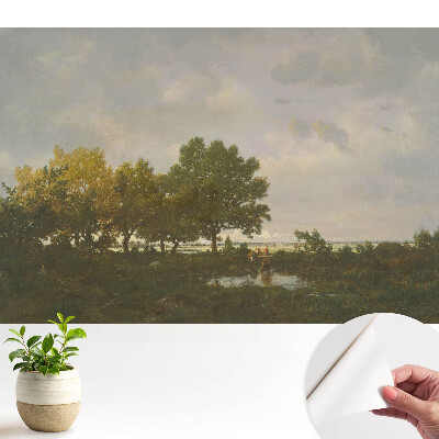 O pădure pitorească cu un călăreț