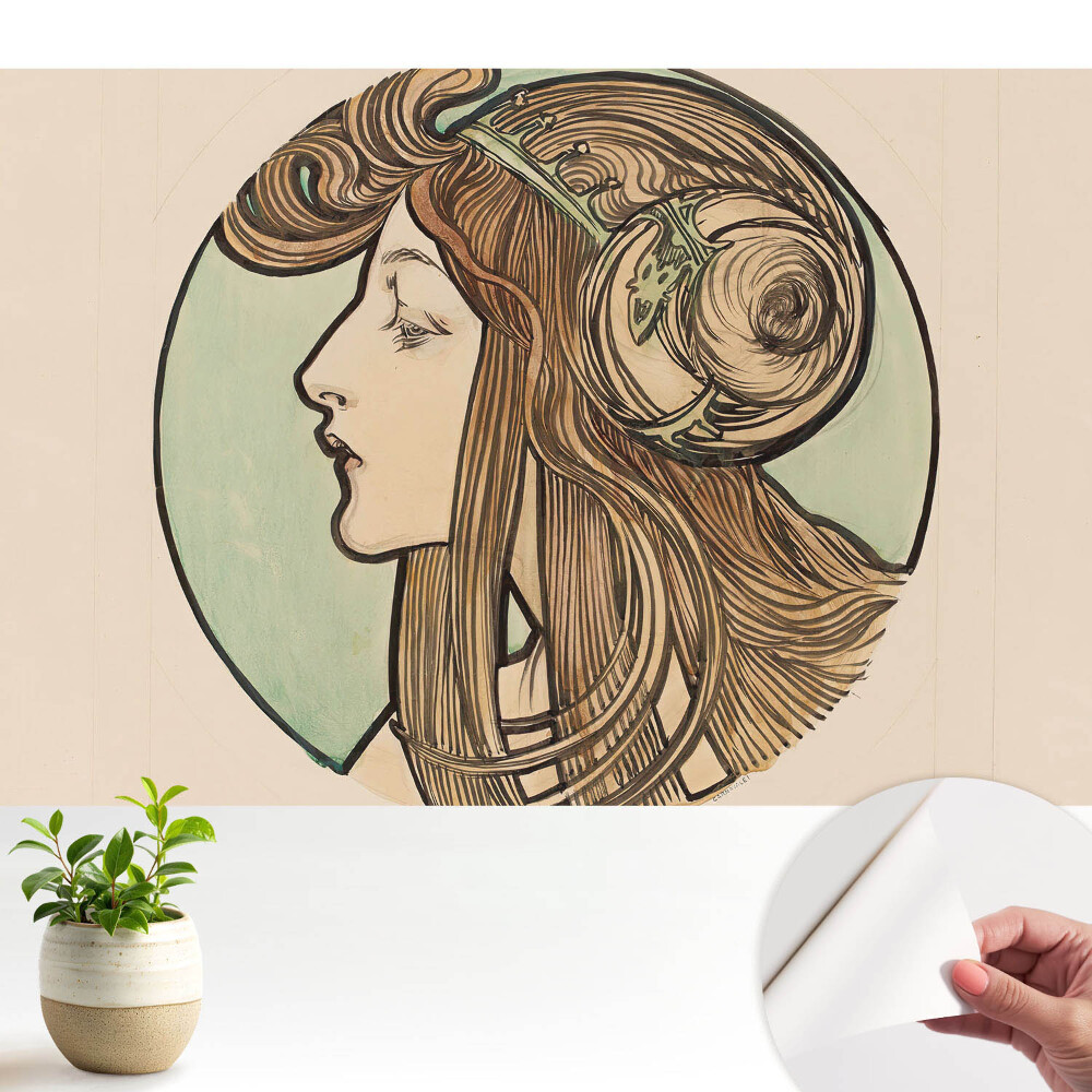 Femeie elegantă în stil Art Nouveau în profil