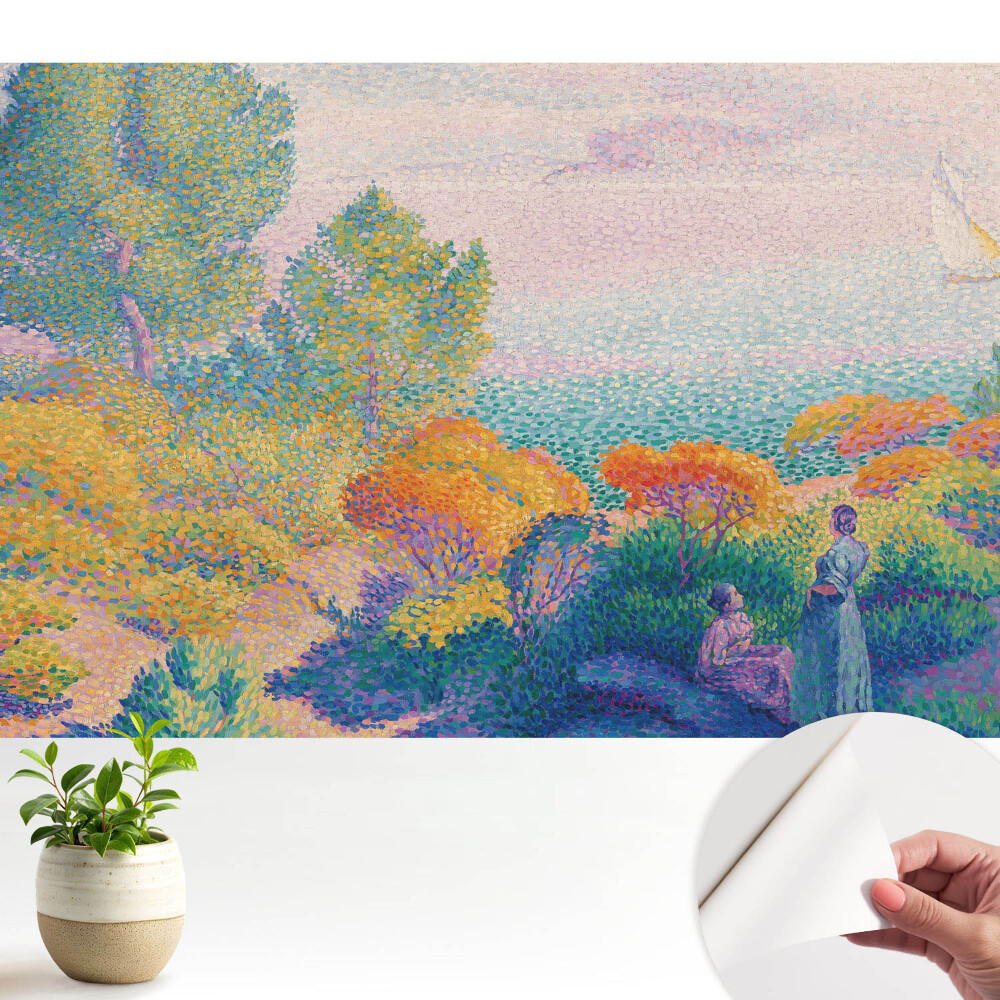 Scenă impresionistă de pe litoral în culori palide