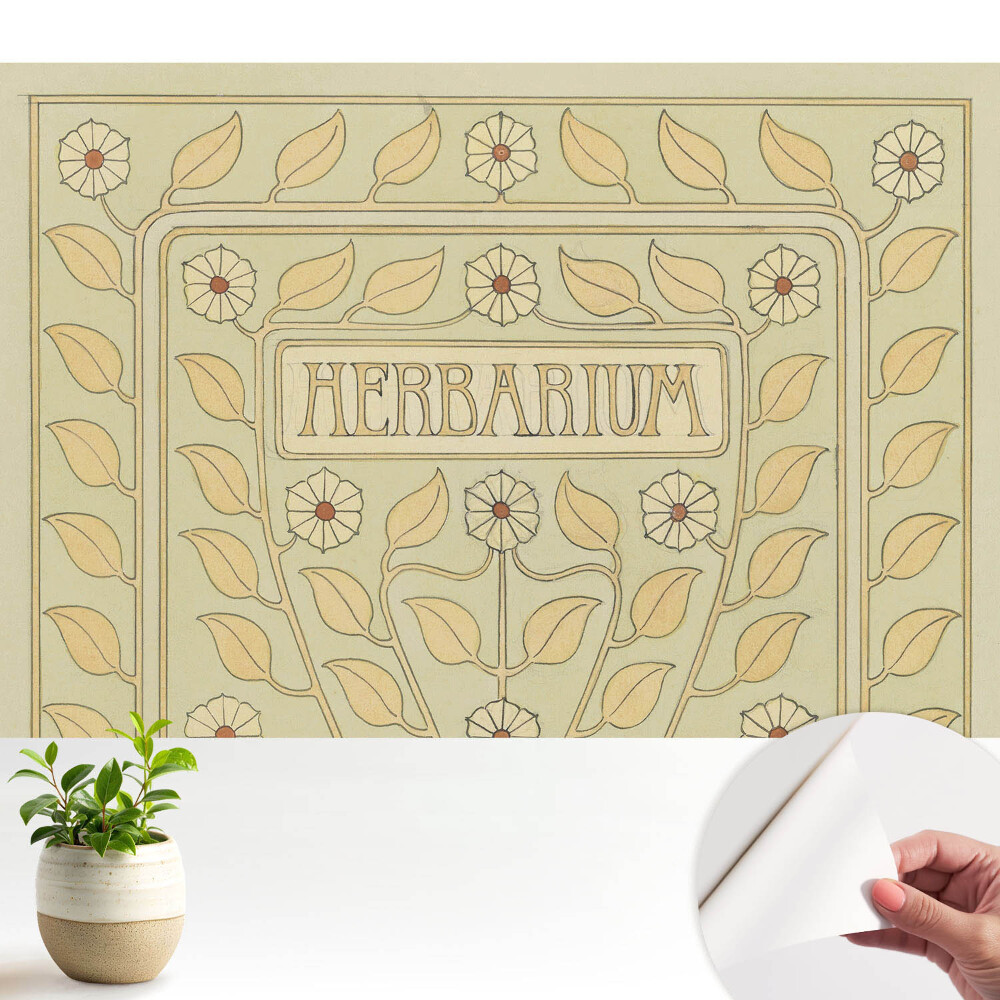 Motive vegetale Art Nouveau cu inscripția Herbarium