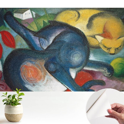 Pisici abstracte colorate într-un peisaj