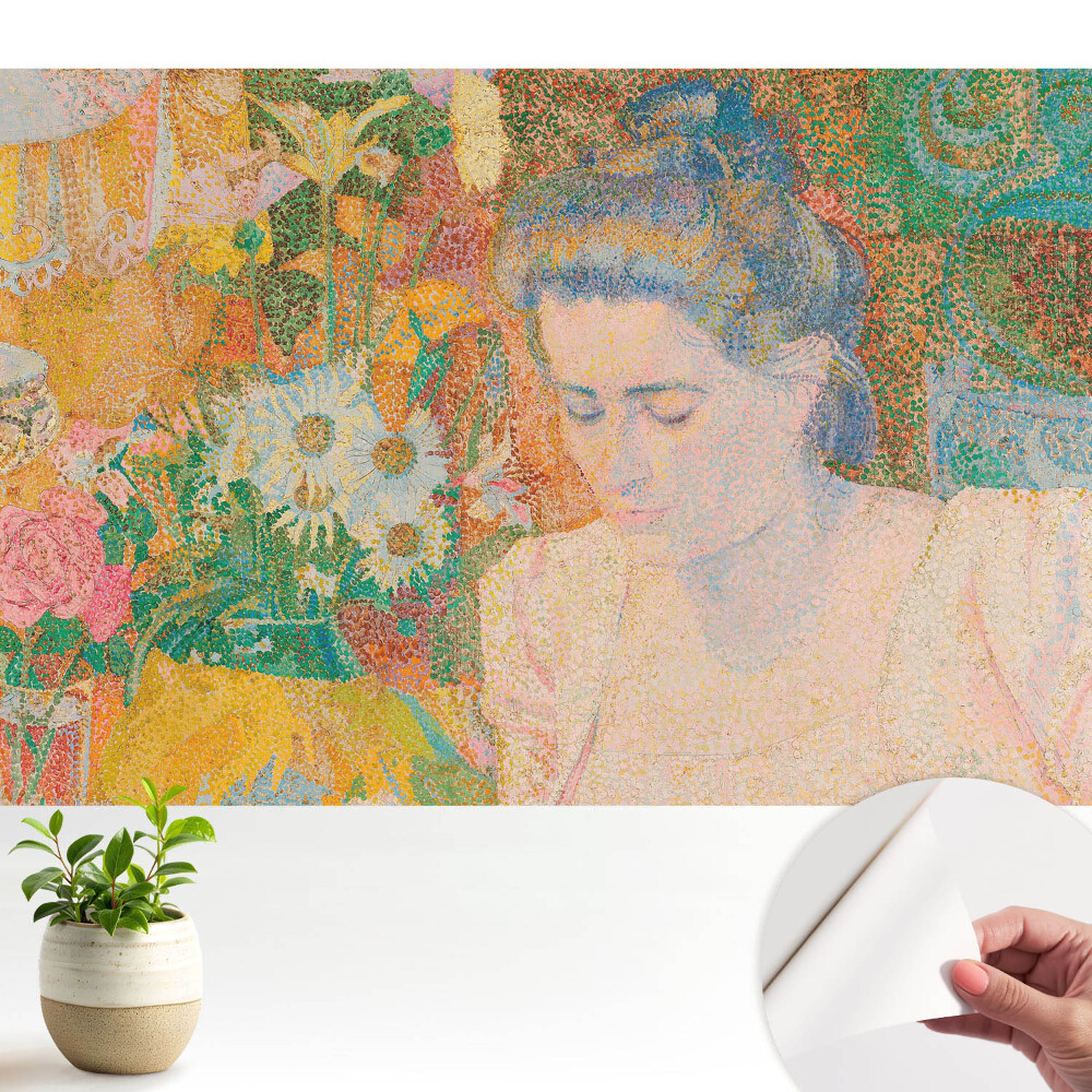 O femeie grijulie înconjurată de flori