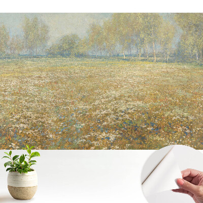 Peisaj de flori lângă pădure