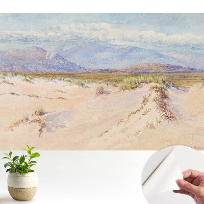 Peisaj deșertic cu munți îndepărtați