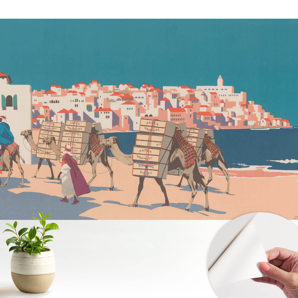 Ilustrație a unei caravane maritime de cămile.