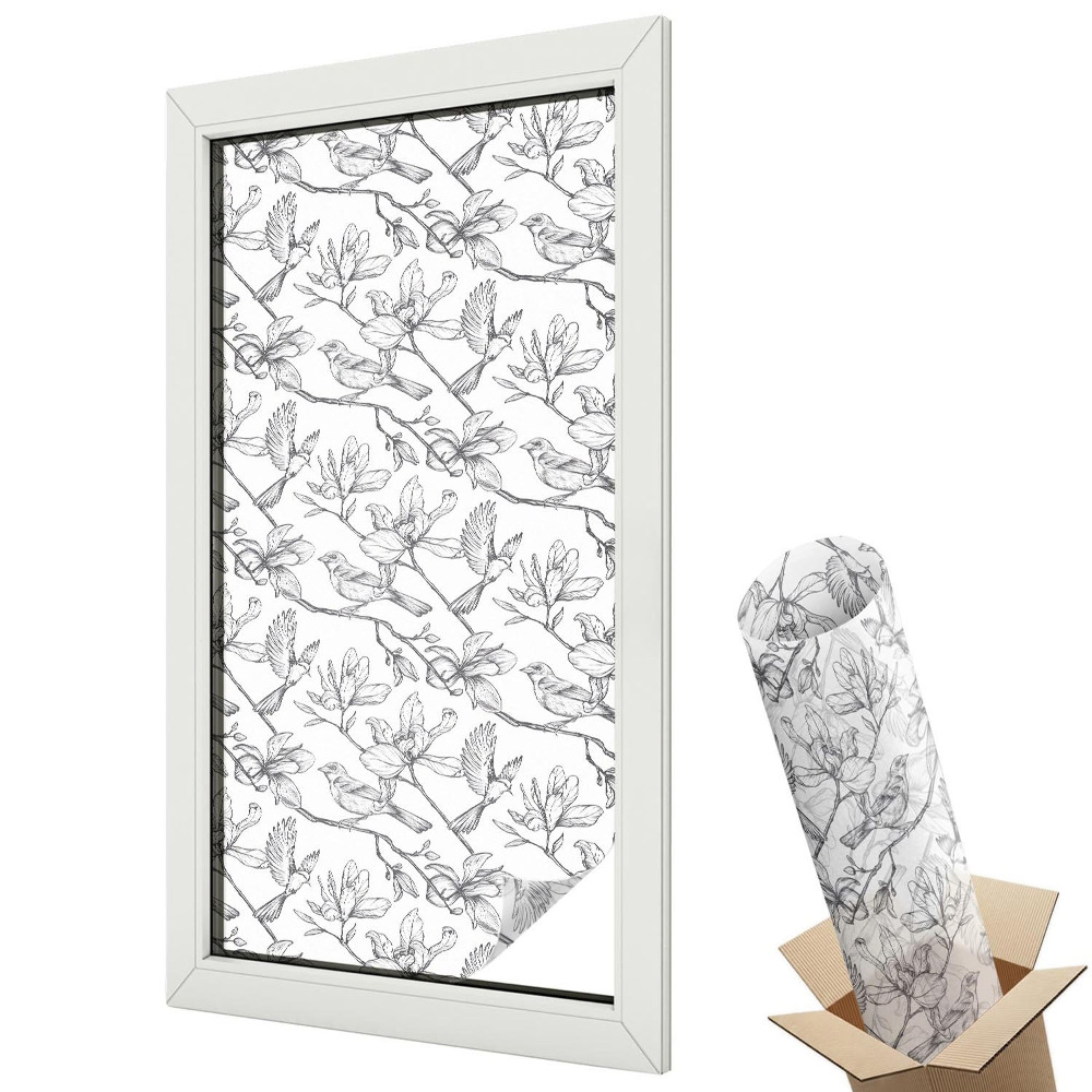 Folie pentru geam Păsări și flori