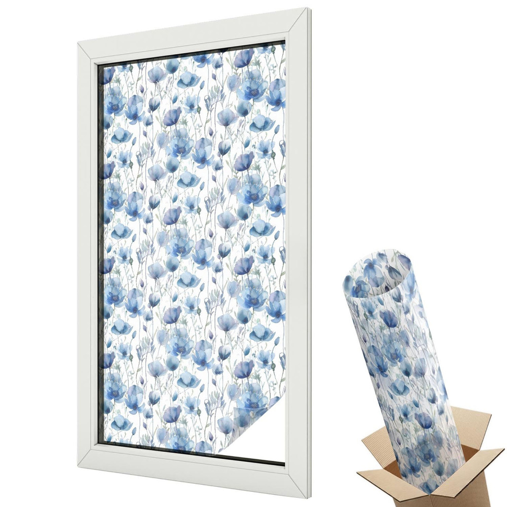 Autocolant geam termopan Flori în acuarelă