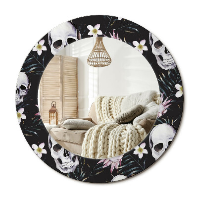 Decor oglinda rotunda Flori de craniu