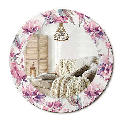 Decor oglinda rotunda Flori de bujori