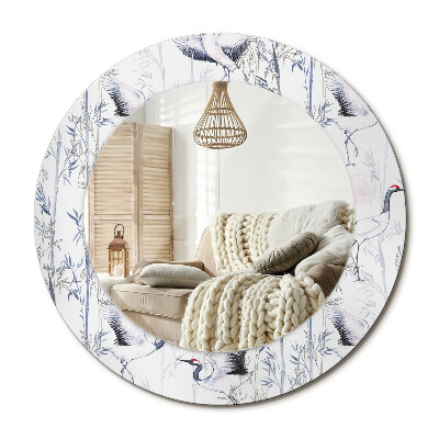 Oglinda rotunda cu rama imprimata Păsări de cocor