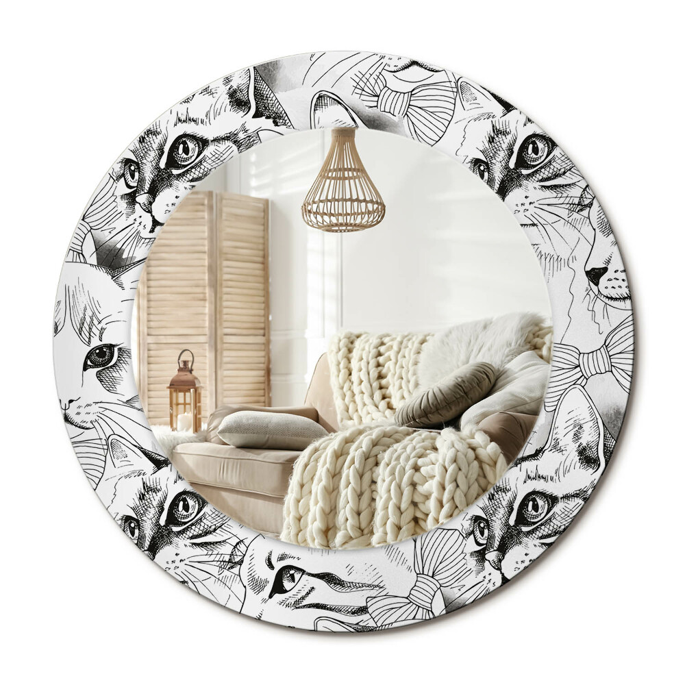 Oglinda rotunda imprimata Pisici